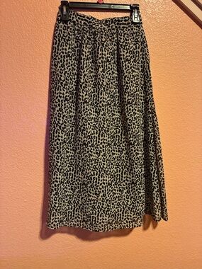Leopard Print Midi Skirt in Beige and Black